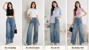 Quần jean ống rộng dễ dàng phối đồ với nhiều phong cách.